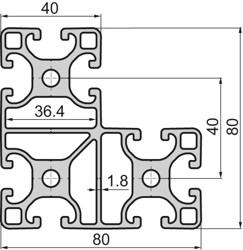 Angle Aluminium profile 40x80/80 Semi