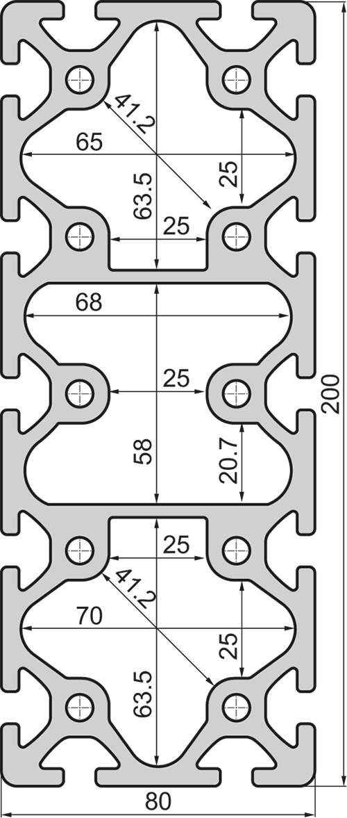 Aluminium profile 80x200